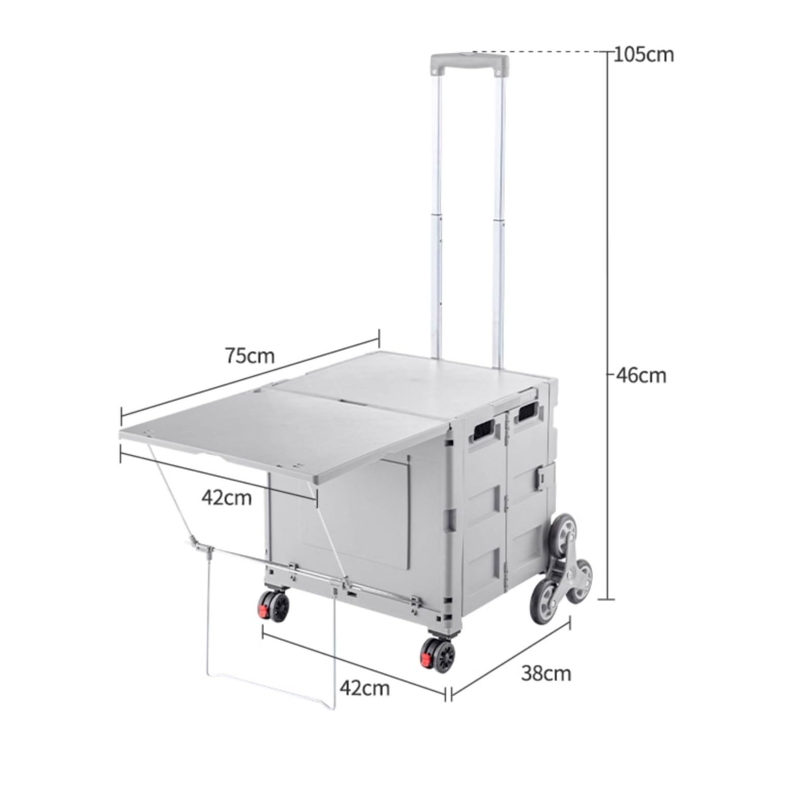 Schwerlast-Klappkarre Einkaufswagen mit Rädern, klappbar, for Treppensteigen, praktischer Anhänger Zugstange Paletten- und Transport auf Rädern(Schwarz)