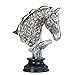 StealStreet SS-G-11680 Silver Toned Engraved Father and Son Horse Statue, 10"