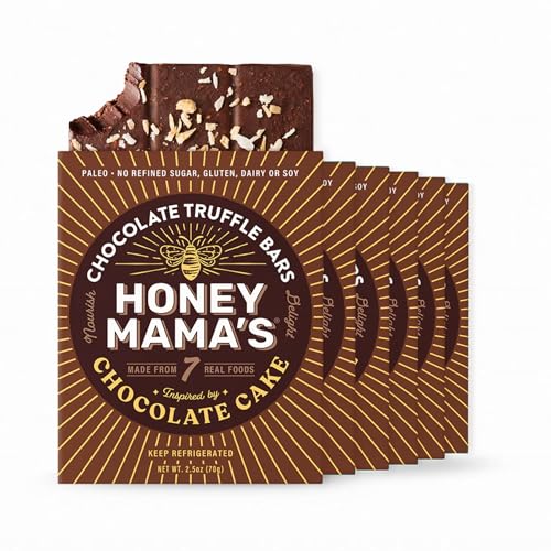 Honey Mamas Chocolate Cake Chocolate Truffle Bars Pack of 6 No Refined Sugar Gluten-Free Dairy-Free Soy-Free Paleo 2.5 oz (3-Serving Bar each)