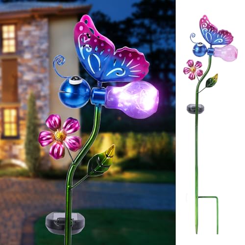 Bshine Solar Butterfly Outdoor Garden Decorative Lights, Waterproof Metal Stake Solar LED Lights...