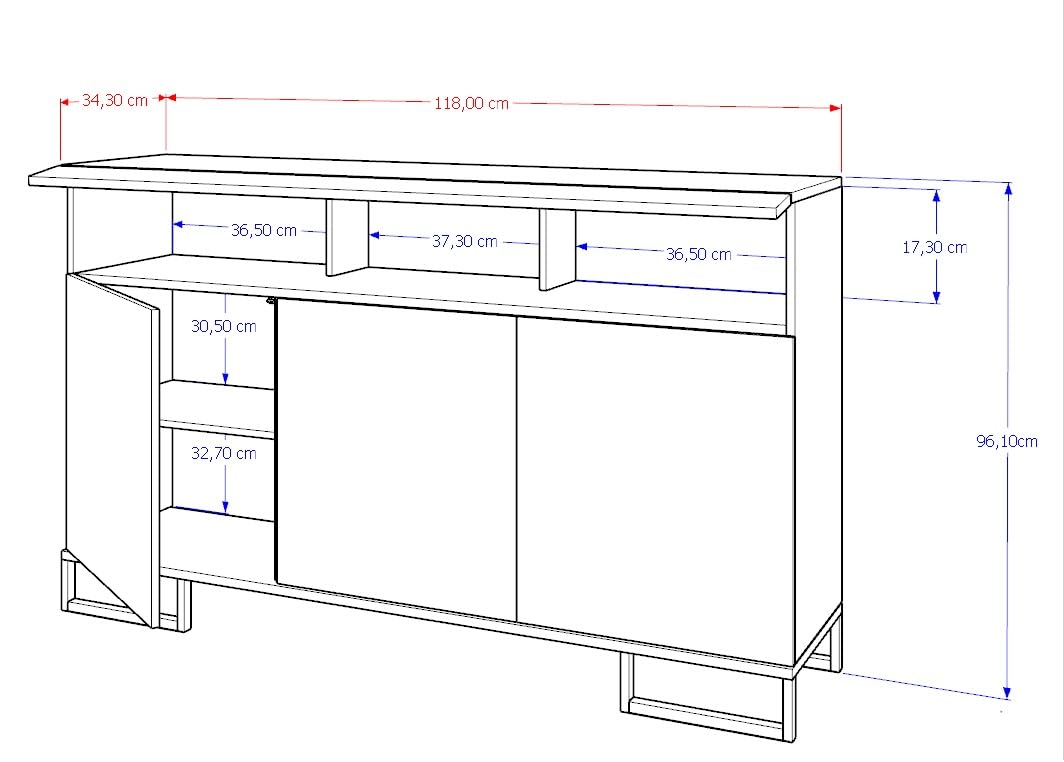 Euro Style Große Kommode Fernsehschrank Sideboard Tv Lowboard 120cm Kaschmir/Weiß Hochglanz