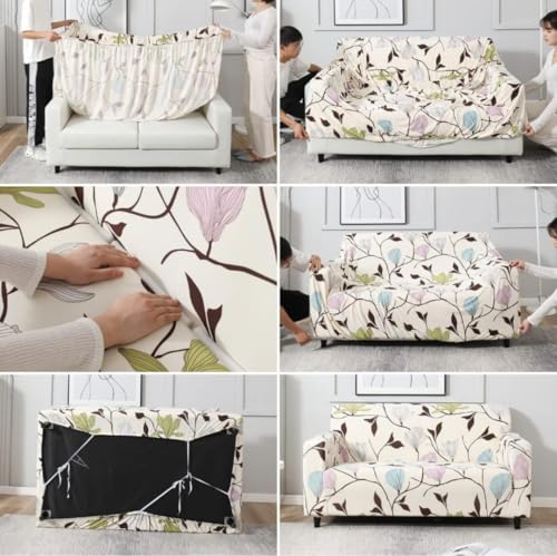 Image of HK Printed 5 Seater Sofa Cover Big Elasticity Cover Stretch Universal Sofa Slipcover 5 Seater (3 Seater Size 185-230cm and 1 Seater Size 90-145cm)