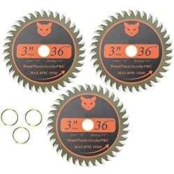 3 Inch Carbide Circular Saw Blade 36 Tooth, Saw Blade Circular Cutting Blade Cut Off Tool with 7/16″ Arbor for Wood, Plastic, PCV, Acrylic or Aluminum – 3 Pack