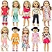 Ecore Fun 10 Sets American 14.5 Inch Wellie Doll Clothes Outfits Dresses Pajamas Hair Clips for 14 Inch Girl Wishers Dolls