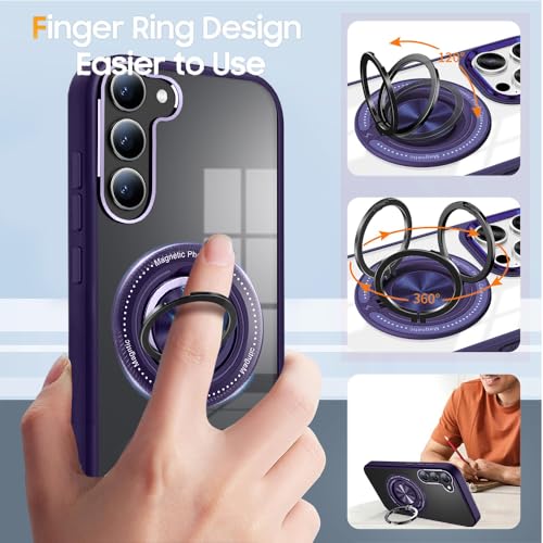 Image of KARWAN️360 Degree Stand with Mag-Safe Case with N52 Strong Magnets Mag-Safe Phone case Cover for Samsung Galaxy S23 || Mobile Back Cover for Samsung Galaxy S23 || Purple