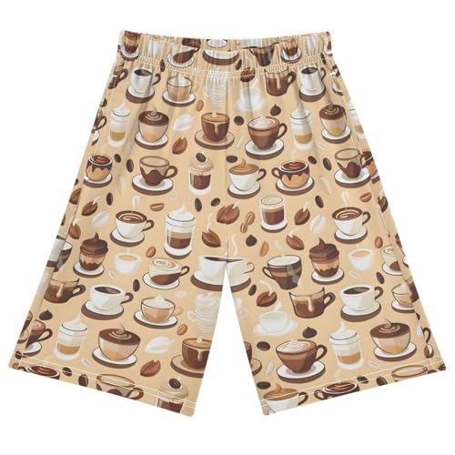 ALAZA Sweet Coffee Bean Pajama Shorts Elastic Waist Casual Sleep Shorts with Pockets Size 6-14 - Main Image