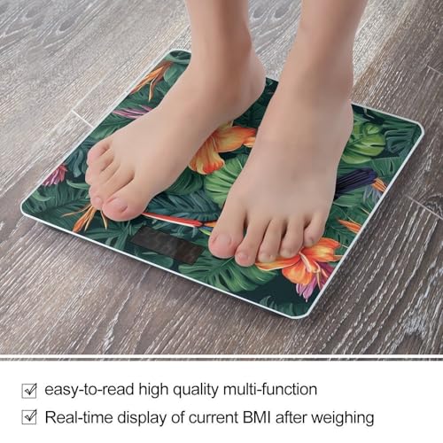 Báscula digital para baño con diseño de plantas y aves miniatura 5