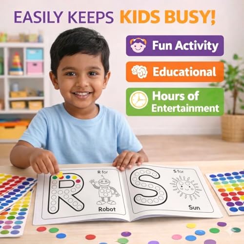 Image of Dot Stickers for Kids Activity Book for 2-5 Year Old - 1600+ Colorful Dot Stickers, 40 Pages Learning Workbook for Preschool Kids, Fine Motor Skill Builder, Educational Activity Book