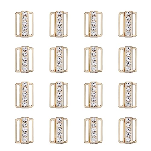 SUPERFINDINGS 16 Sets Bra Rhinestone Clasp Bra Buckles Front Closing Bra/Bikini Hook 19x13.5mm Replacement Hook Clasp Part 19x13.5mm Bra Clip Hook for Bramaking Swimsuit Clothes