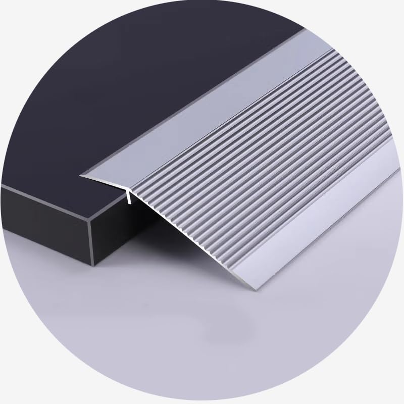 Floor Transition Strip Metal Edge Trim Strip Height 10mm-40mm Non Slip Threshold Ramp Reducer for Doorways/Uneven Flooring/Wood to Tile (Color : Silver, Size : Length 90cm (3ft))