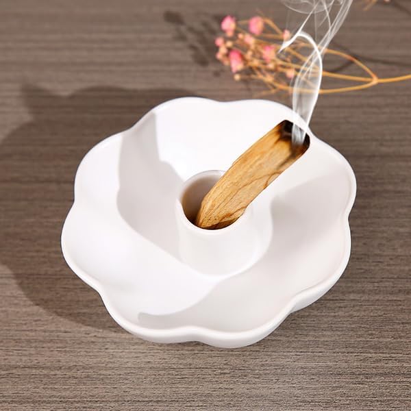 Miniatura 5 de Soporte de pétalos de cerámica para Palo Santo, quemador de palo santo, quemador de palitos de santo (palo santo no incluido), spa yoga, meditación