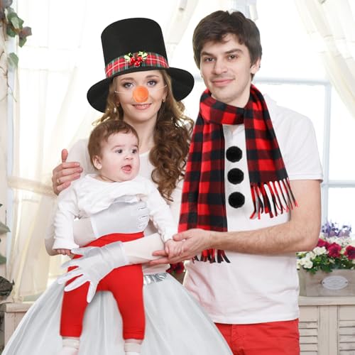 Beipegin Schneemann Kostüm Damen,Kostüm Schneemann Tutu Rock Hut Schal Bommeln Karottennase Weihnachtskostüm Faschingskostüme Snowman Karneval Lustige Kostü