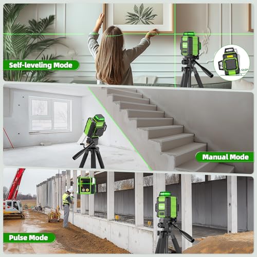 Nivel láser 360 verde Huepar HM03CG autonivelante 3D con USB-C y maletín 3