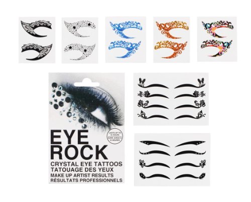 Bundle Monster 8pc Fashionable Fun Temporary Eye Tattoo Makeup Crystal Gem Glitter Liner Packs- Butterfly, Wings, Star