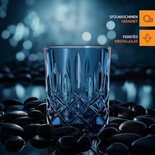 Image of Nachtmann Noblesse Collection 4 inch Whiskey Tumbler, Made of Fine Crystal Glass, Glass for Bourbon, Whiskey, & Other Beverages, 10.4-Ounces, Dishwasher Safe, Set of 2 (Vintage Blue)