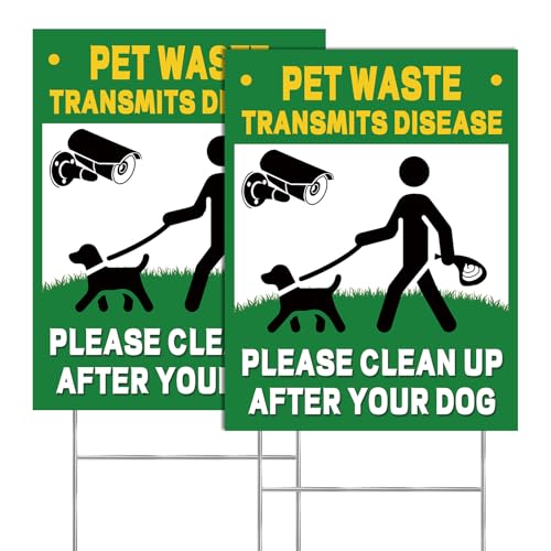 2-Pack No Pooping Dog Signs for Yard & Clean Up