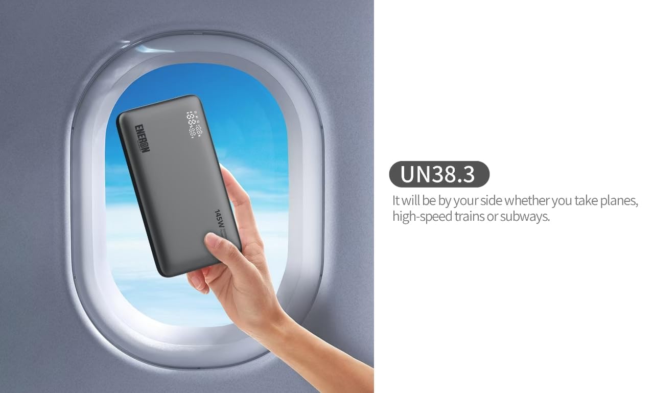 Powerbank ENERON 145 W, 25000 mAh, ładowarka do szybkiego ładowania, 2 x USB-C USB-A, zestaw akumulatorów, przenośny