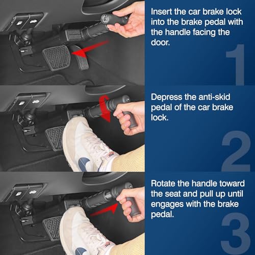 Image of Brake Pedal Lock, Anti Theft Car Device Brake Clutch Lock, Universal Car Security Anti Theft Protection for Car /Auto /Mini SUVs /Sedans, with Escape Hammer Window Breaker and 3 Keys(V35)