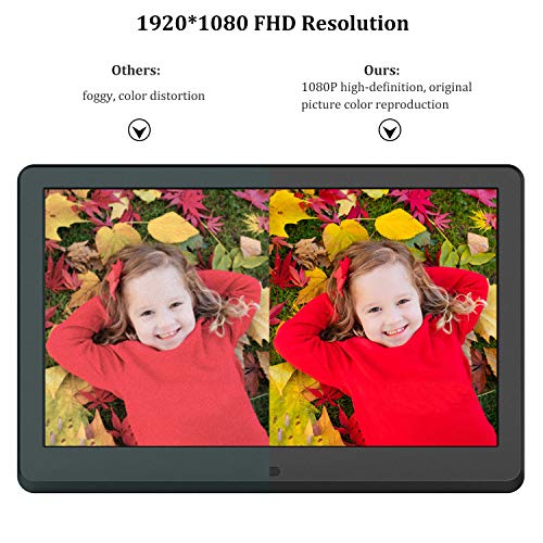 Digital Picture Frame 12 Inch 1920x1080 16:9 IPS Screen Photo Auto Rotate, Motion Sensor, 1080P Video Frame, Auto Play Photo/Video/Music, Background Music, Auto Turn On/Off, Include 32GB SD Card