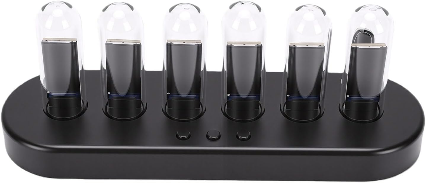 Glow Tube Clock IPS Screen RGB Retro Digital Tube Alarm Clock Temperature Humidity Display Custom Background 3 Dial Themes Type C Interface