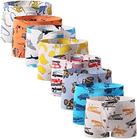 Taxzode Little Boys Novelty Boxer Briefs Dinosaur Truck Toddler Kids Underwear (Pack of 8)