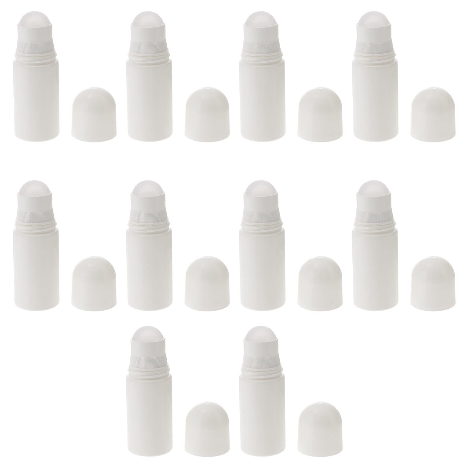 Lurrose Flacon à Bille 50ml en Plastique Blanc, Lot de 10, Rechargeable