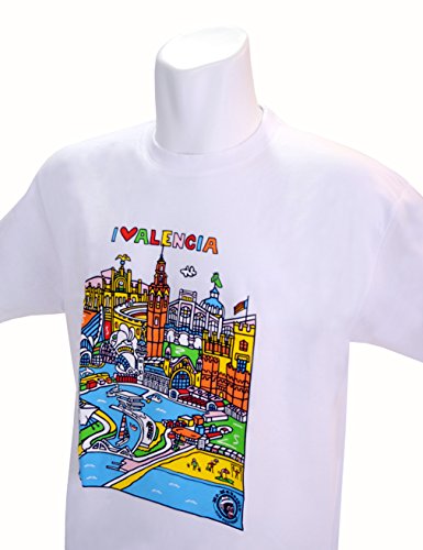 T-Shirt NIÑOS Valencia - Modelo: Waterfront & Monuments (5-6 AÑOS, Blanco)