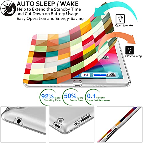 Image of DuraSafe Cases for iPad 9.7 Inch 4 3 2 Generation [iPad 4th 3rd 2nd Old Model ] A1458 A1416 A1395 A1458 A1416 A1395 MC705HN /A MD328HN /A MD333HN /A PrintediPad Cover with Frosted Hard Back - Color Grid