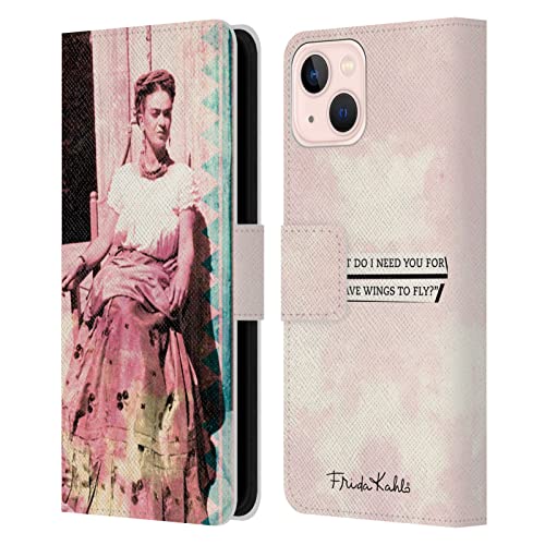 Head Case Designs Licenciado Oficialmente Frida Kahlo Extraño Retratos y Citas Carcasa de Cuero Tipo Libro Compatible con Apple iPhone 13
