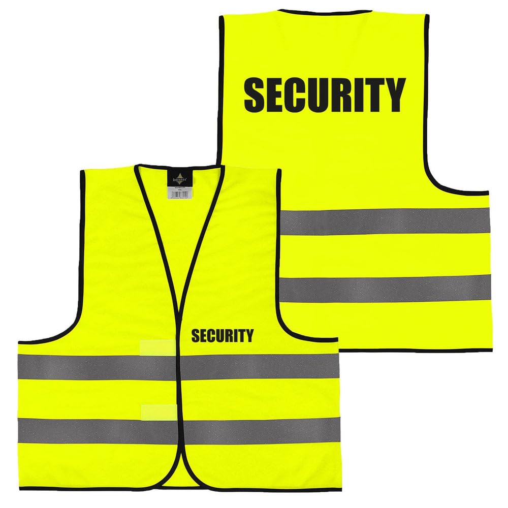 Security Warnweste mit Aufdruck - 5er 10er Sets Sicherheitsweste Rücken/Front- Druck - Gelb Orange XS - 6XL