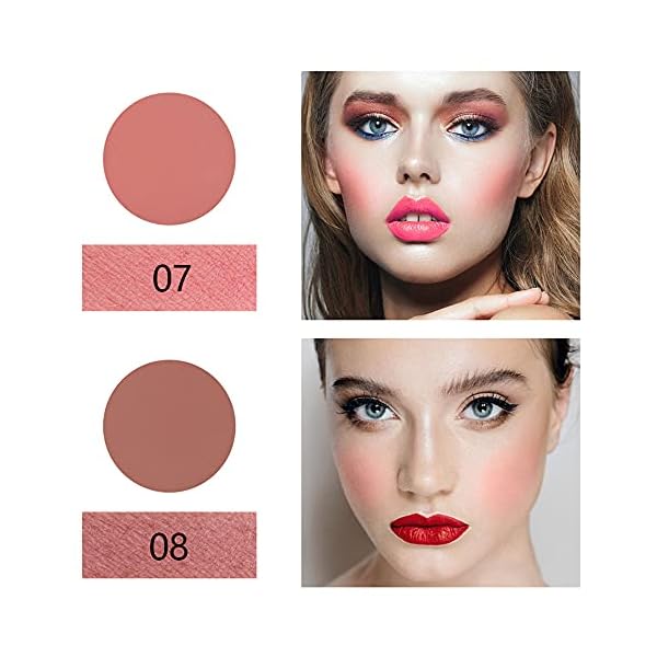 CCbeauty 8 Colors Face Blush Palette Matte Shimmer Professional Natural Long Lasting Lightweight Portable Foundation Contour Highlight Pressed Powder Makeup Palette for Women Girls