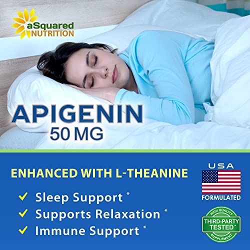 aSquared Nutrition Apigenin 50mg & L-Theanine 200mg - 120 Capsules - Apigenin Supplement Pills for Sleep and Relaxation - Natural Bioflavonoid Extract Found in Chamomile Tea - Image 4
