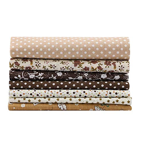 Reviews de Telas - 5 favoritos. 44 TOPINCN 7 Unids 50 * 50 cm Telas de Algodón DIY Puntos Florales Cuadrados Surtidos Cuartos Precortados Bundle Edredón de Algodón Tela de Costura Acolchado Patchwork (Marrón)