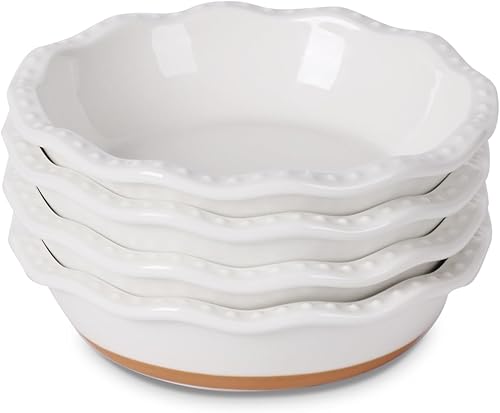 Miniatura 1 de GDCZ Juego de 4 mini moldes de cerámica para tartas para hornear, moldes apilables individuales, moldes multifuncionales para quiches, tartas,