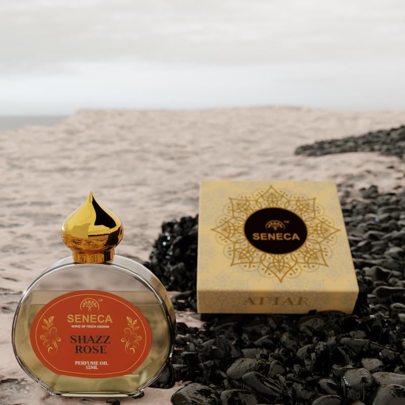 Image of Seneca 12ML Shazz Rose Attar - Premium Non-Alcoholic Roll-On Perfume | Long-Lasting Unisex Fragrance, Arabic & French Blend, Ideal for Gifting