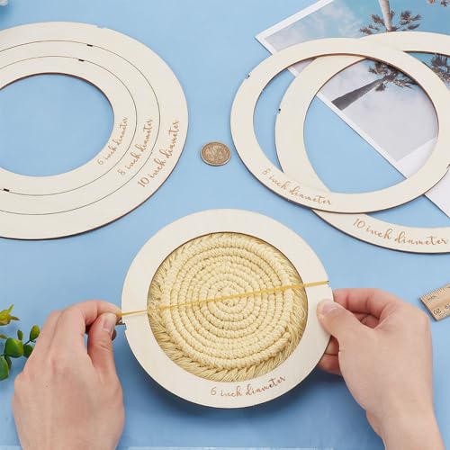 HOBBIESAY 6pcs Round Macrame Cutting Molds Wooden Cutting Template Macrame Wall Hanging Tool Ring Cutting Template Macrame Supplies for Wall Hanging DIY Crafts Making - Image 3