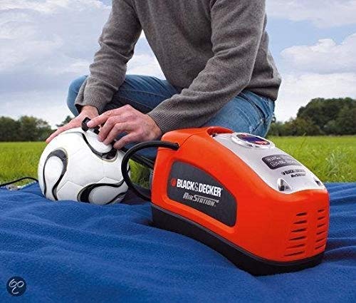 Black+Decker Compressor (11 bar / 160 psi, luchtpomp, digitale drukinstelling, kabelvakken, verlichte schaal, inclusief 3 ventielopzetstukken, instelring voor bar-getal, ASI300) meerkleurig rood/zwart - Afbeelding 4