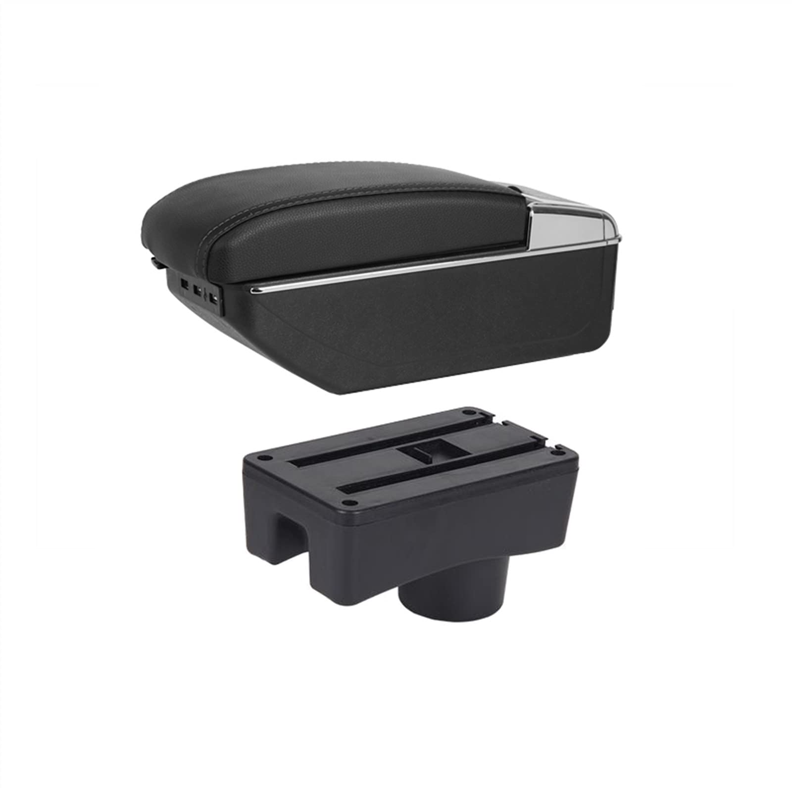 Car Armrest Box For Toyota For Aygo X 2022 Car Armrest Box Center Retrofit USB Charging Ashtray(A-black black line)