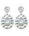 Women's Evening Gala Bridal Prom Wedding Clip On Earrings - Majestic Aurora Borealis Teardrop Gem in Silver-Tone