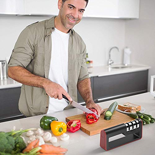 Kitchen Knife Sharpener - 3-Stage Knife Sharpening Tool Helps Repair, Restore and Polish Blades - Thumbnail 6
