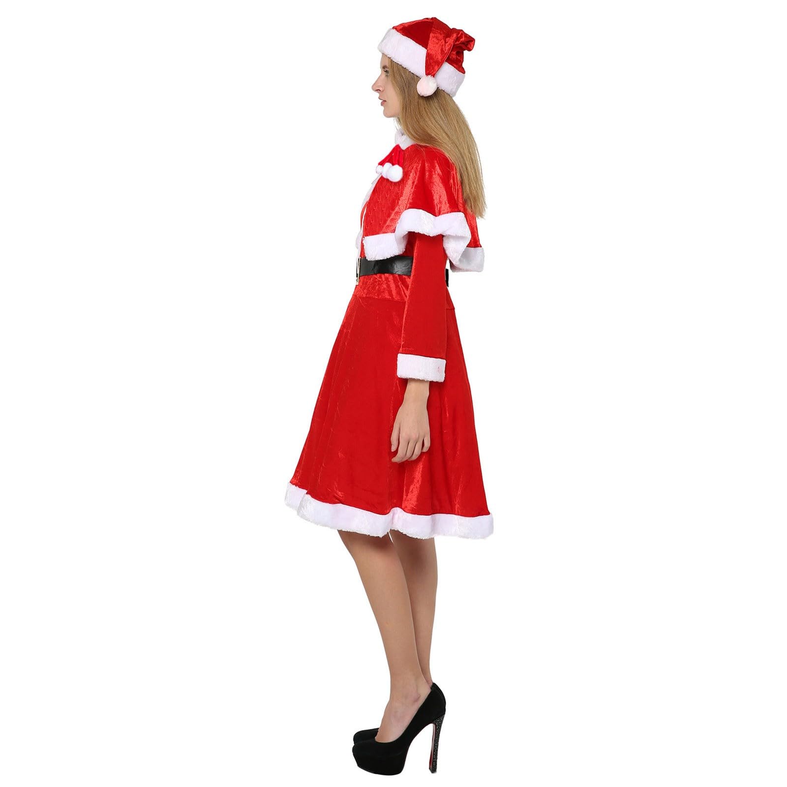 Vestito natalizio da donna, sexy, sexy, con scollo a V, costume da donna