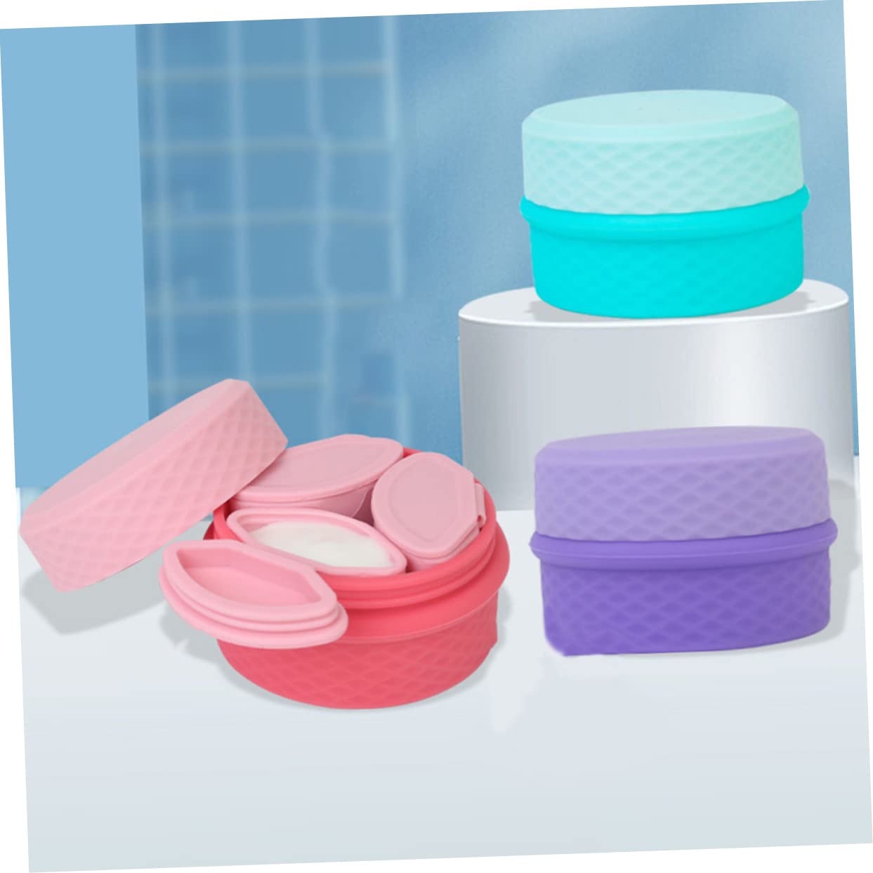 MAGICLULU 4 Set Di Contenitori Per Cosmetici Da Viaggio Flaconi in Silicone Per Articoli Da Toeletta Barattoli Da Viaggio Riutilizzabili Per Creme