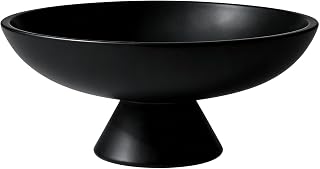 Garvee Concrete Pedestal Decorative Bowl, Modern Cement Centerpiece Fruit Bowl for Keys, Large Catch-All for Kitchen Counter, Entryway & Coffee Table, Home Decor, 11" D x 4" H, Black
