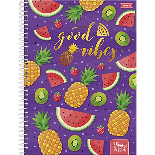 Caderno de 10 Matérias Capa Dura, Pacote com 4 Cadernos, 200 folhas, Cores Sortidas, Foroni, Modelo