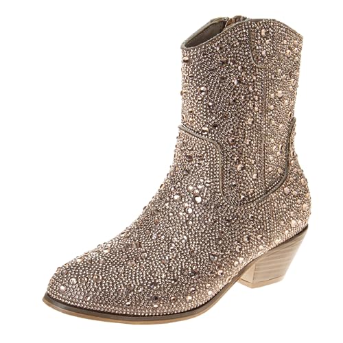 Badgley Mischka Sparkly Cowgirl Boots Kids Cowboy Boots Party Dress Heels for Girls (Size 13 Little Kid / 1-5 Big Kid)