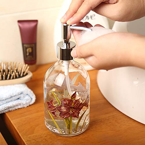 17Oz Glass Soap And Lotion Dispenser Bottle With Rust Proof Plastic Pump Refillable Liquid Pump Bottle Great For Kitchen, Bath, Bathroom Accessories, Countertop,Set Of 2 #TOP2