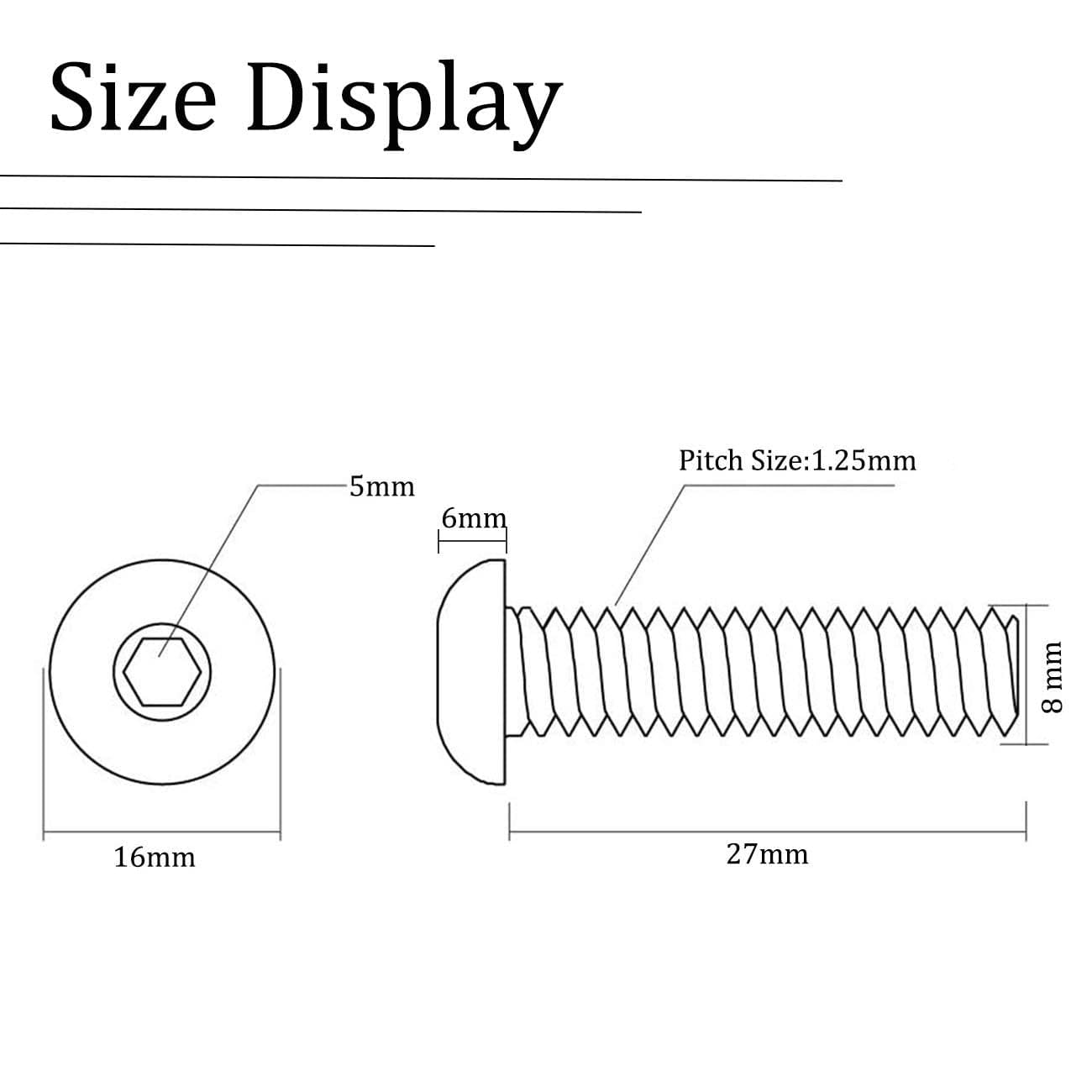 Schraubenbolzen für Jeep Wrangler JK 2007-2018, extra lange M8-Schrauben für Jeep-Windschutzscheibenrahmen, Hardtop, Überrollbügel, Scheinwerfer, Türscharnierschrauben, 8er-Pack