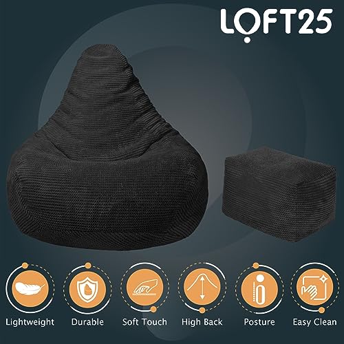 Loft 25 Pouf per adulti con schienale alto, in