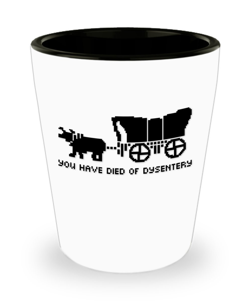 Amazon.com | You Have Died Of Dysentery Bar Drinking 1.5oz Shot Glass Funny  Oregon Trail PC Game Gift: Shot Glasses