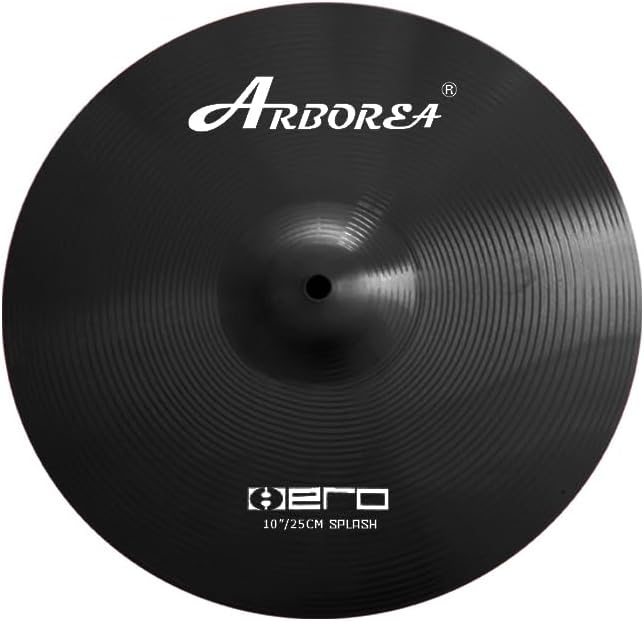 Arborea Cymbal Pack for Drum 7 pcs Black Hero Series Include 14"Hihats 16"Crash 20"Ride Bonus 10" Splash 16"Ozone Stacker 18" China Cymbal Free Cymbal Bag
